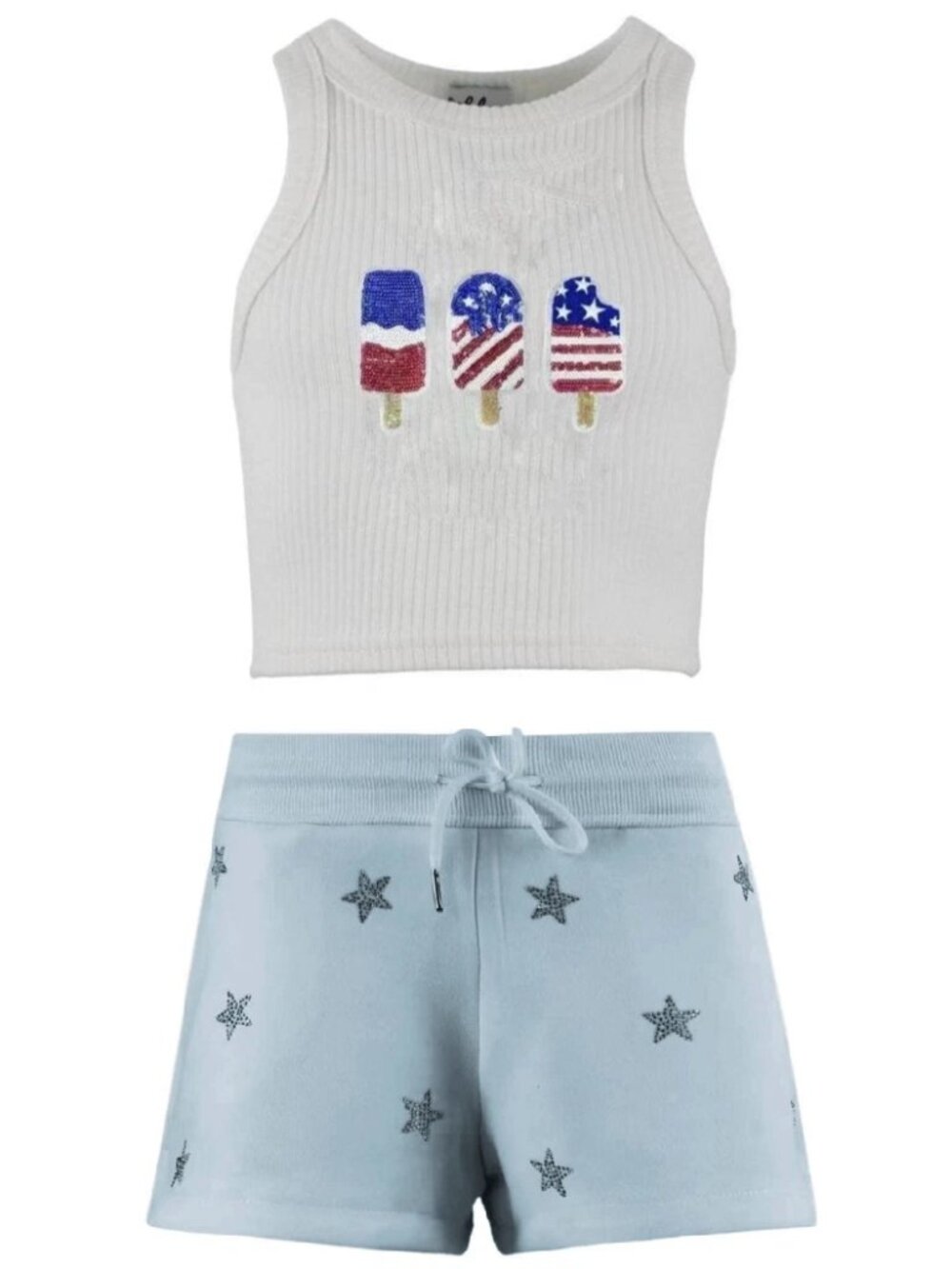 LOLA + THE BOYS NWT 12 Icy Bomb Pop Tank Popsicle & Stars Shorts